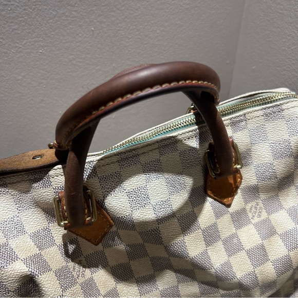 Authentic Louis Vuitton Speedy Azure Cream Bowler Bag Purse Junk Damage DU0088 - Picture 12 of 16